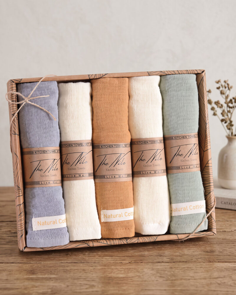 NATURAL COTTON - ΣΕΤ ΠΕΤΣΕΤΕΣ ΚΟΥΖΙΝΑΣ 100% ΒΑΜΒ. 5ΤΕΜ